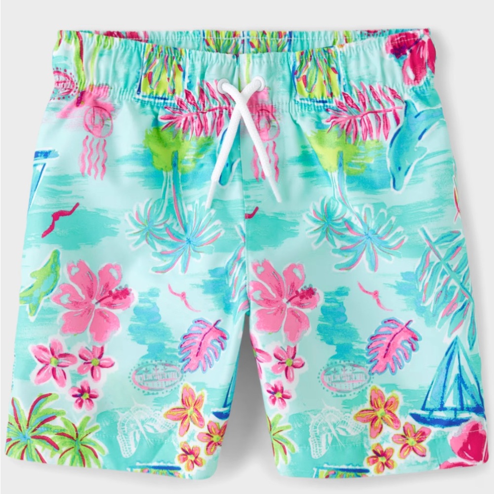 NEW Colorful Tropical Print Swim Shorts